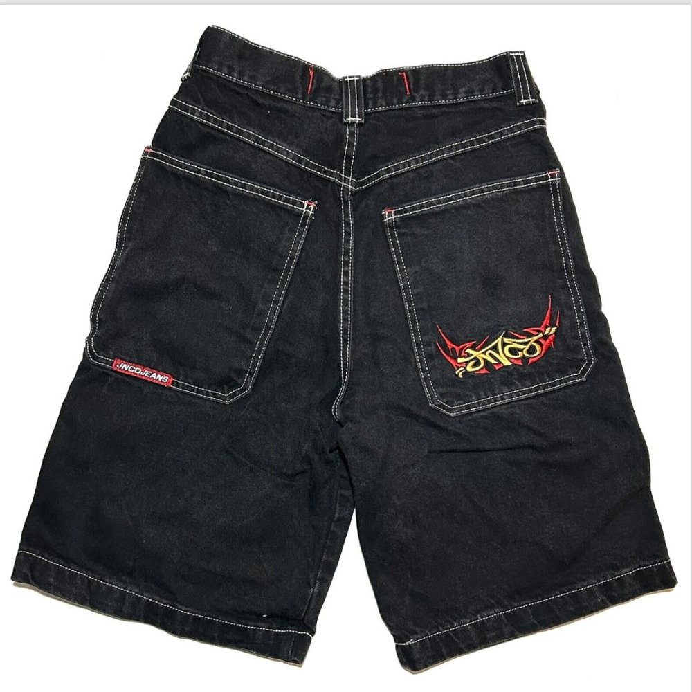 Vintage JNCO Jean Shorts 28 Waist Black Denim Jean Baggy Skate 90s Boys